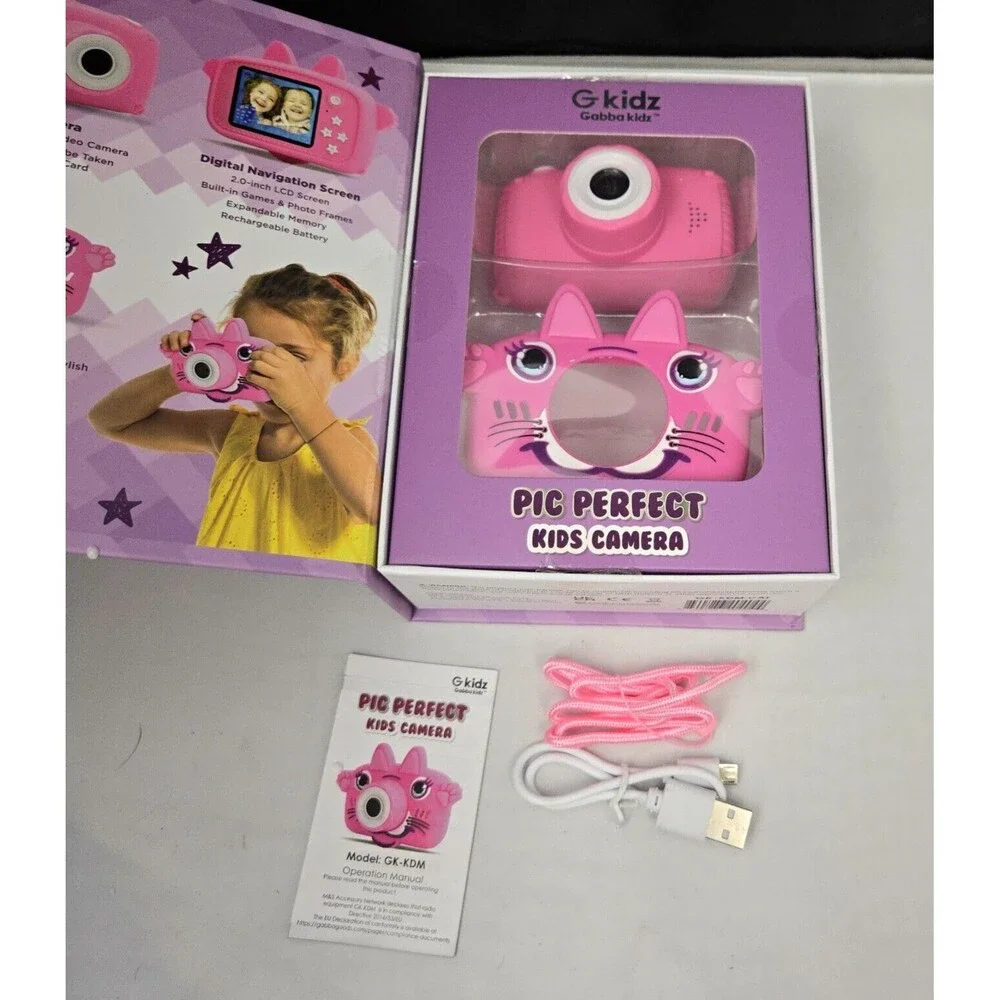 G-Kidz Pic Perfect Kids Camera 50 Pictures Frames Filters Games Pink Open Box